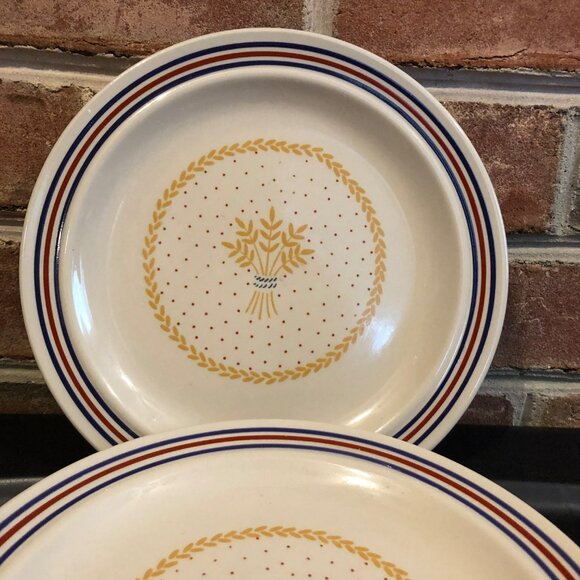 Newcor 1989 Stoneware Salad Plates Set of 4 Harvest Wheat Design Wheatfield Reti - Picture 3 of 5